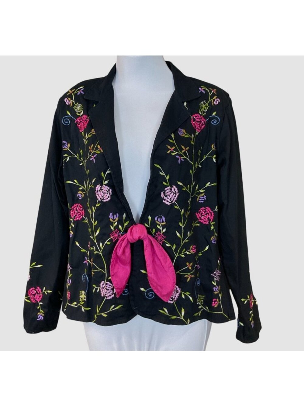 J. Marco Long Sleeve MC Floral Embroidered & Embellished VTG Cotton Blazer M